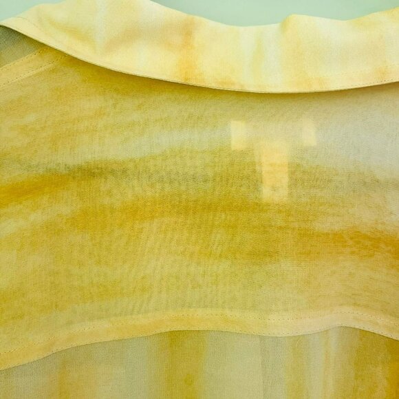 Chico's Gold Watercolor Snap Front Blouse SZ 2 - Picture 6 of 6